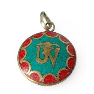 Vintage Tibetan Om Symbol Pendant Handmade